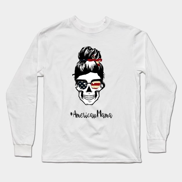 Mom Life skull - american mama skull Long Sleeve T-Shirt by VikiShop